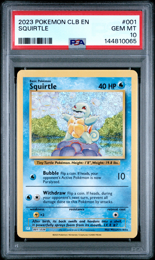 PSA GEM MT 10 Squirtle 001  English Trading Card Game Classic  Pokemon 2023