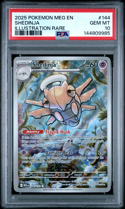 PSA GEM MT 10 Shedinja 144 ILLUSTRATION RARE English Mega Evolution Pokemon 2025