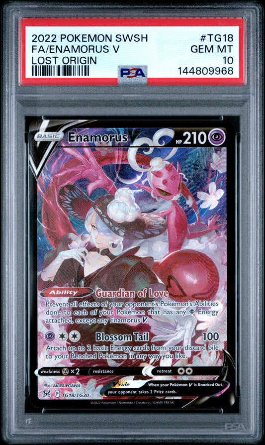 PSA GEM MT 10 Enamorus V TG18 LOST ORIGIN English SWSH Lost Origin Pokemon 2022