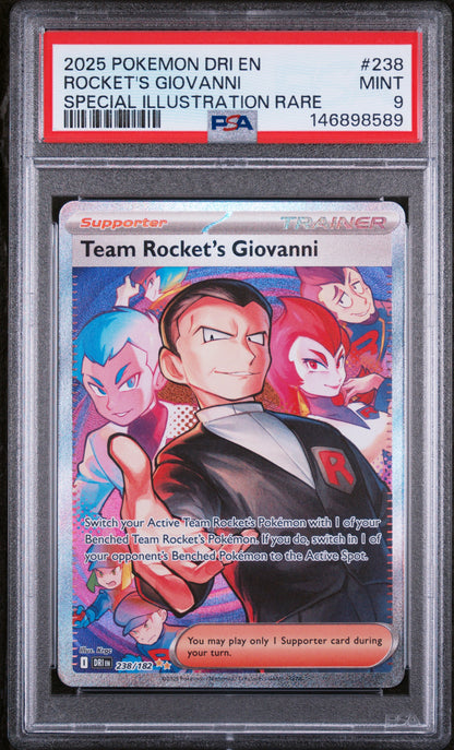 PSA MINT 9 Rocket's Giovanni 238 SPECIAL ILLUSTRATION RARE English Destined Rivals Pokemon 2025