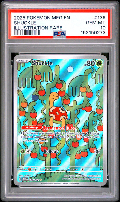 PSA GEM MT 10 Shuckle 136 ILLUSTRATION RARE English Mega Evolution Pokemon 2025