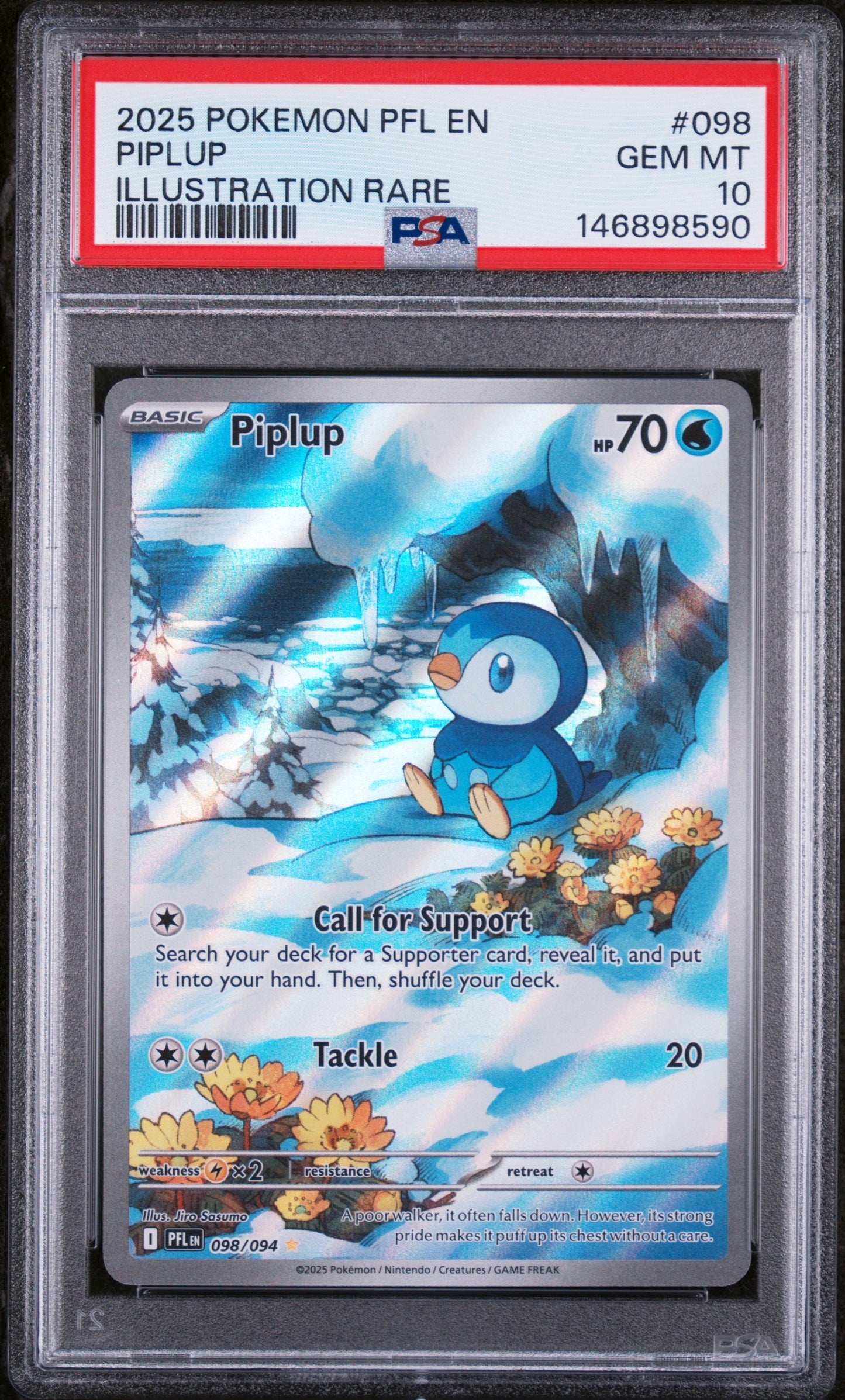 PSA GEM MT 10 Piplup 098 ILLUSTRATION RARE English Phantasmal Flames Pokemon 2025