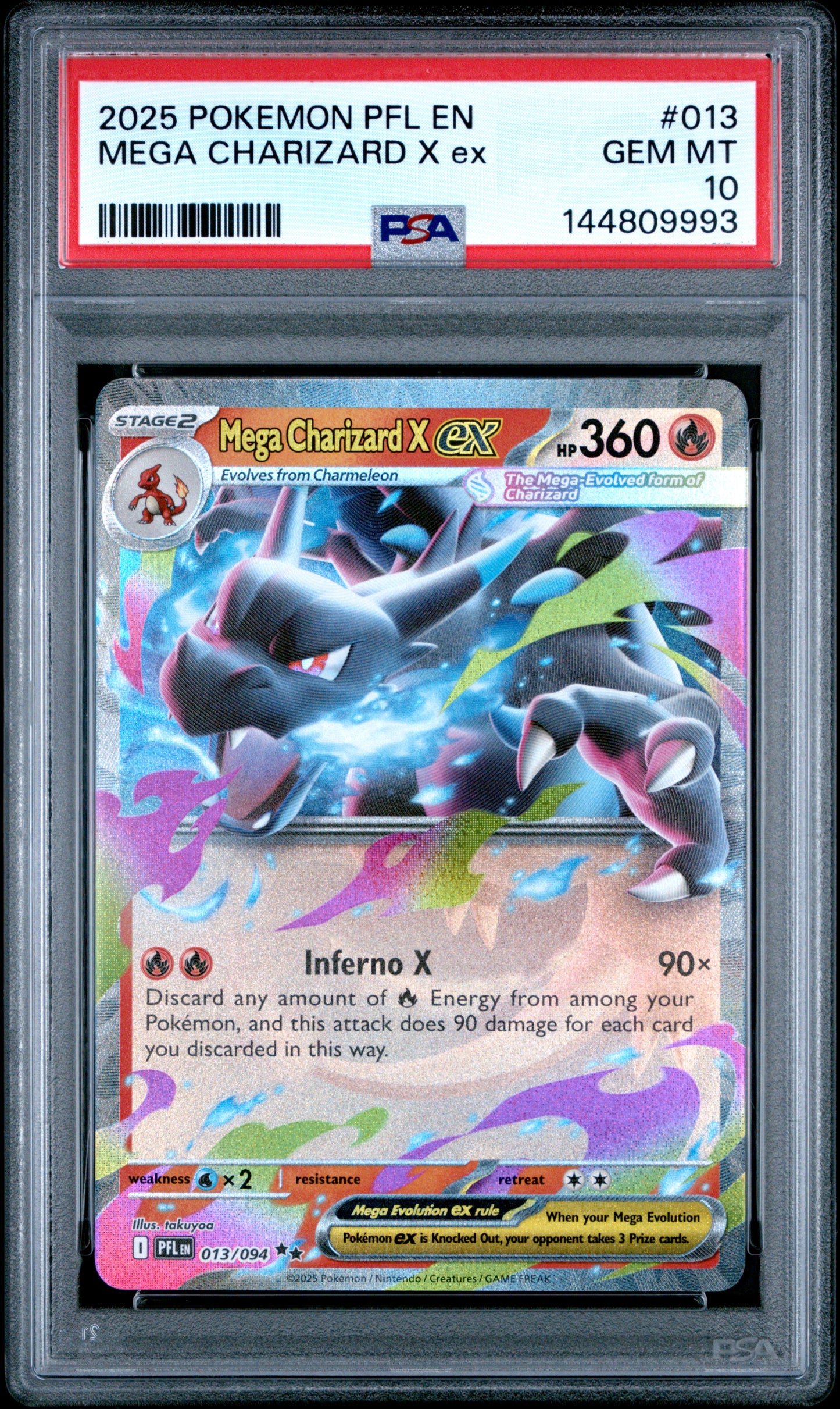 PSA GEM MT 10 Mega Charizard X ex 013  English Phantasmal Flames Pokemon 2025