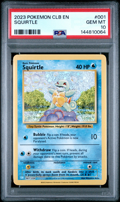 PSA GEM MT 10 Squirtle 001  English Trading Card Game Classic  Pokemon 2023
