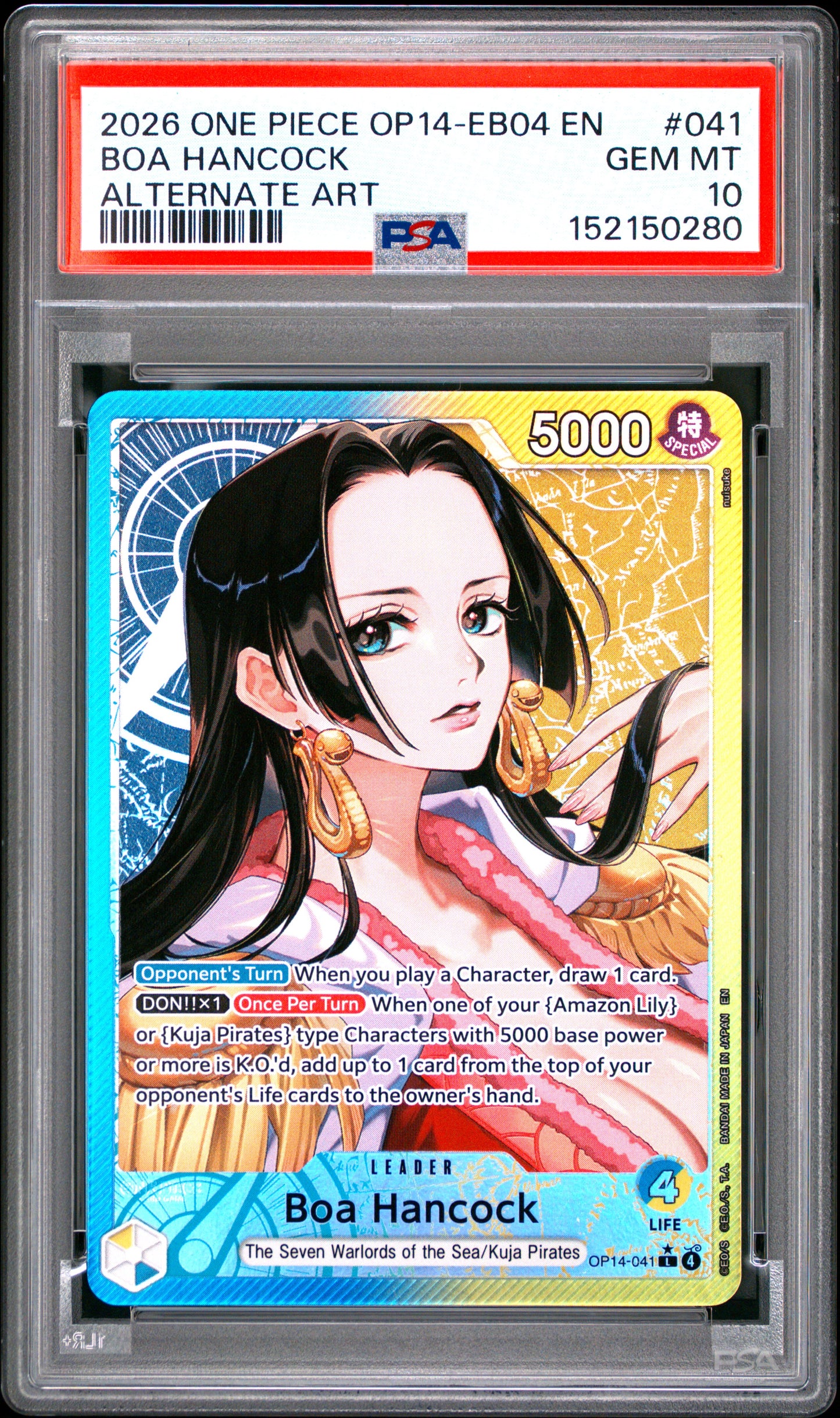 PSA GEM MT 10 Boa Hancock 041 ALTERNATE ART English The Azure Sea's Seven One Piece 2026