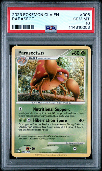 PSA GEM MT 10 Parasect 005  English Trading Card Game Classic Venusaur & Lugia ex Deck Pokemon 2023