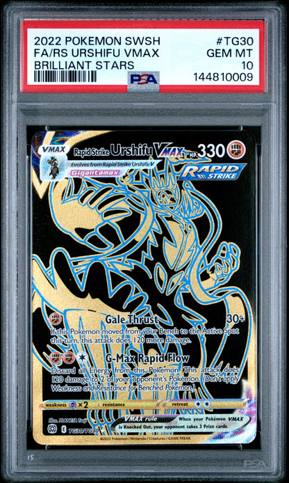 PSA GEM MT 10 Rs Urshifu VMAX TG30 BRILLIANT STARS English SWSH Brilliant Stars Pokemon 2022