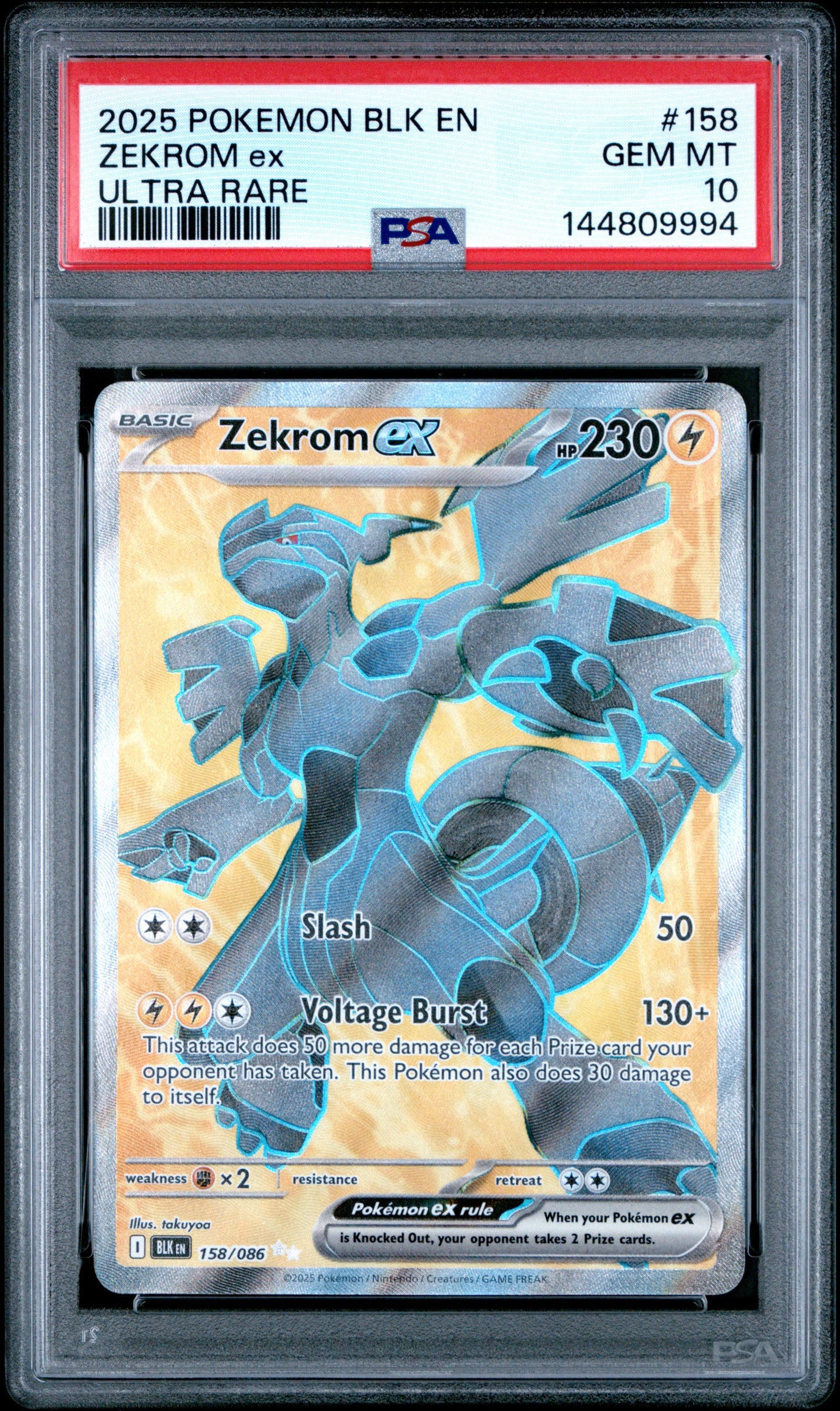 PSA GEM MT 10 Zekrom ex 158 ULTRA RARE English Black Bolt Pokemon 2025