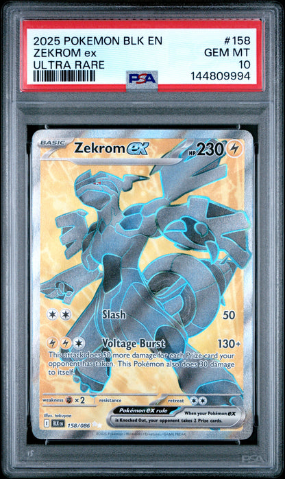 PSA GEM MT 10 Zekrom ex 158 ULTRA RARE English Black Bolt Pokemon 2025