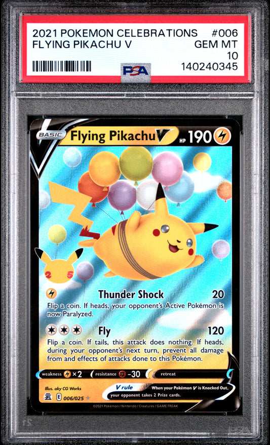 PSA GEM MT 10 Flying Pikachu V 006  English Celebrations Pokemon 2021